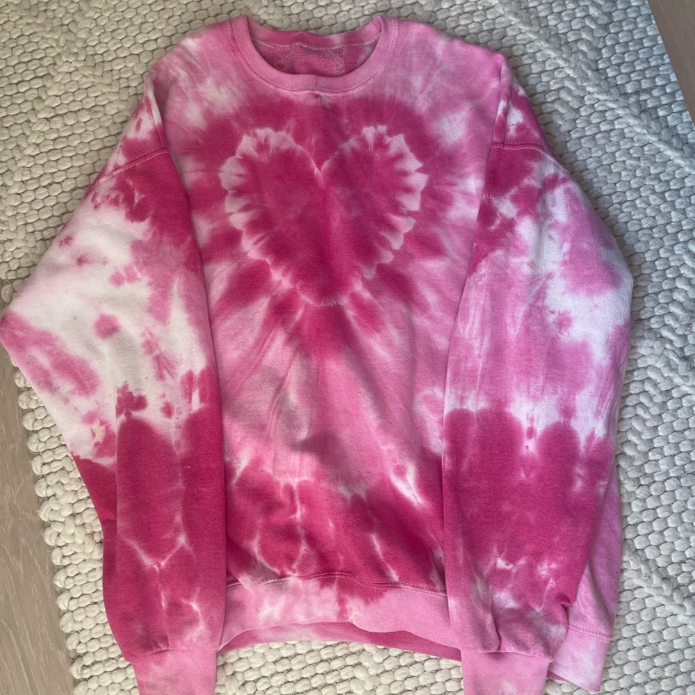 Pink Urban Outfitters Heart Tye Die Hoodie